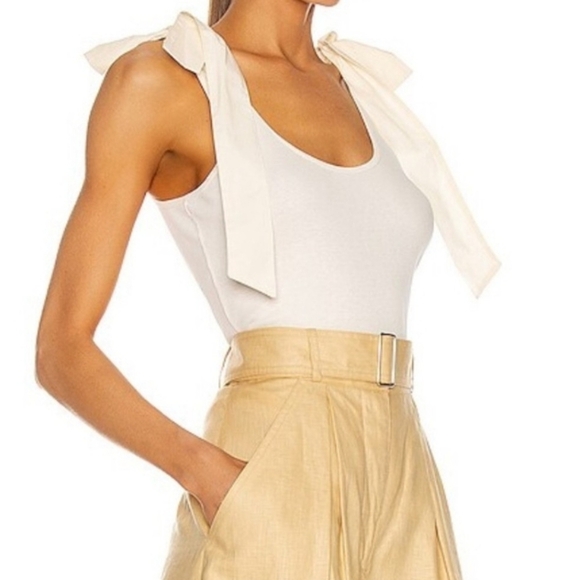 Ulla Johnson Bayley Bow Ribbed Tank Top. - Picture 1 of 10